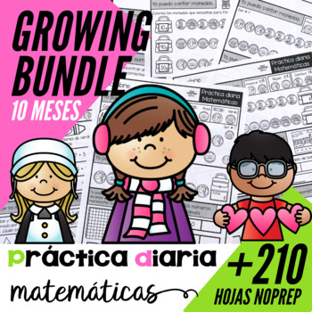 Preview of Trabajo diario de matemáticas GROWING BUNDLE Decenas, unidades, numeros Español