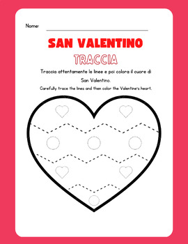 Preview of Traccia il cuore di San Valentino/Trace and color the Valentine's heart.