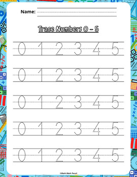 Trace And Write Numbers ( 0-50 ) by Math-Math Pencil | TPT