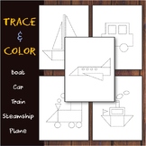 Trace & Color Transportation: Car/Train/Boat/Steamship/Pla