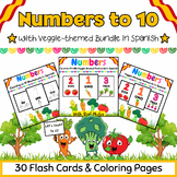 Trace Count Color to 10 in Spanish with Veggies Worksheets