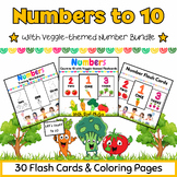 Trace Count Color to 10 with 30 Vegetable-theme Worksheets