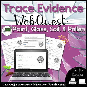 Preview of Trace Evidence WebQuest | Glass | Paint | Soil | Pollen | Forensics WebQuest