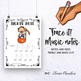 Trace It! Draw It! Music Notes - Music Theory Worksheet - 