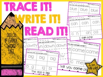 Preview of Trace It! Write It! Read It! Sight Word Intervention *1st Grade*
