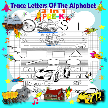 Preview of Trace Letters Of The Alphabet and Sight Words: Handwriting, learning, Coloring