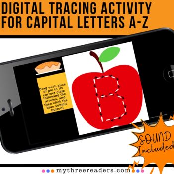 Preview of Trace Letters UPPERCASE A-Z  ❤️ Apple Themed ❤️ - Digital Boom™ Activity