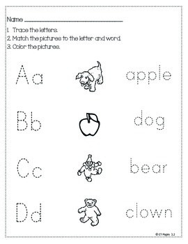 Trace - Match - Trace Alphabet Review by CT Pages | TPT