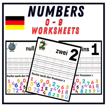 Preview of Trace Numbers 0-9, Writing Numbers Math Worksheets Handwriting In German