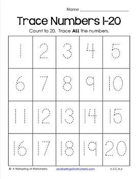 trace numbers 1 20 write and fill in the numbers too tpt