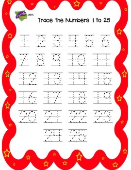 trace numbers 1 to 25 by dill purple geniuses tpt