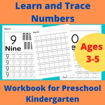 Preview of Trace Numbers Workbook for Preschool-Kindergarten, PreK-Kindergarten, Homeschool