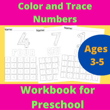 Preview of Trace Numbers Workbook for Preschool-Kindergarten ( numbers 0-10 ) Ages 3- 5