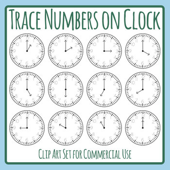 Numbers / Telling Time Math Clip Art Set Commercial Use