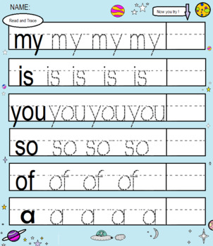 Preview of Trace Sight Words MY IS YOU SO OF & A