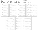 Special Ed Trace The Days Of The Week 9 Sheets TOTAL (Grea