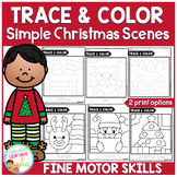 Trace and Color Christmas Picture Scenes Fine Motor Skills