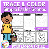 Trace and Color Easter Picture Scenes Fine Motor Skills