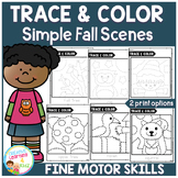 Trace and Color Fall Picture Scenes Autumn Fine Motor Skills