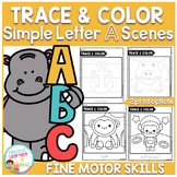 Trace and Color Letter A Picture Scenes Fine Motor Skills