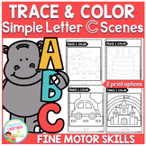 Trace and Color Letter C Picture Scenes Fine Motor Skills