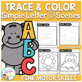 Trace and Color Letter D Picture Scenes Fine Motor Skills