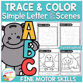 Trace and Color Letter E Picture Scenes Fine Motor Skills