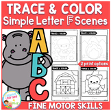 Trace and Color Letter F Picture Scenes Fine Motor Skills