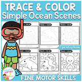 Trace and Color Ocean Picture Scenes Fine Motor Skills