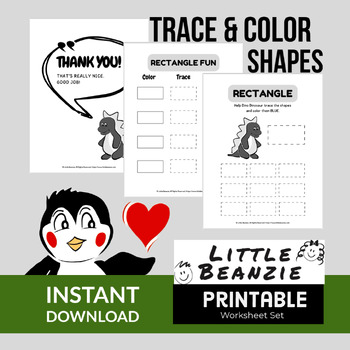 Preview of Trace and Color: Shapes - Little Beanzie | Worksheet Set