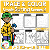 Trace and Color Spring Picture Scenes 2 Fine Motor Skills