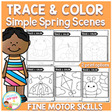 Trace and Color Spring Picture Scenes Fine Motor Skills