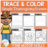 Trace and Color Thanksgiving Picture Scenes Fine Motor Skills