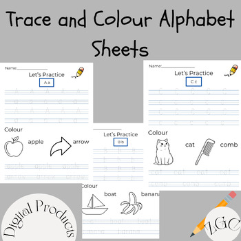 Preview of Trace and Colour Alphabet Worksheets, Printing Practice, Primary Resource, Blue