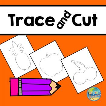 Trace and Cut Scissors Skills--Fruit by Preschool in Paradise