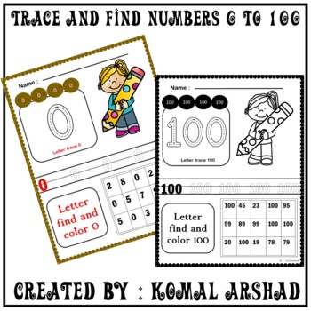 Preview of Trace and Find Numbers 0 to 100 Worksheets