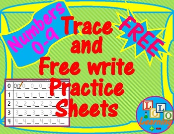 Preview of Trace and Free Write Practice Sheets: Numbers (FREE)