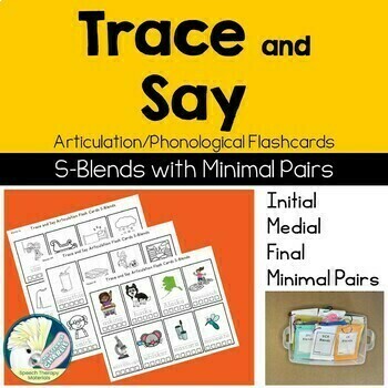 Preview of S Blends Trace and Say Artic Phono Cluster Reduction Flashcards & Minimal Pairs