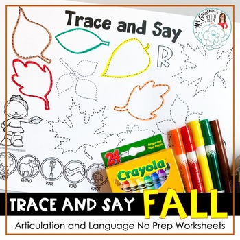 Preview of Trace and Say Worksheets: Fall Autumn Themed Speech & Language Activity