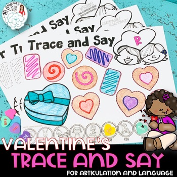 Preview of Valentine's Day Speech Therapy Activity: Trace and Say Worksheets