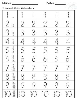 Trace and Write My Numbers 1-20 by By Peace By | TPT