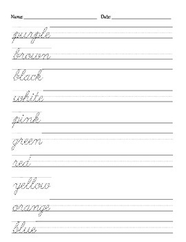 Trace and Write the Color Names in Cursive by Keith Rosellini | TpT