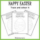 Trace and color it. Happy Easter worksheets.
