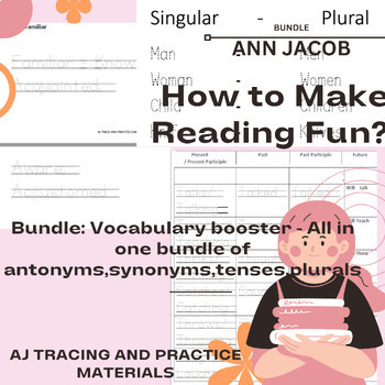 Preview of Vocabulary Worksheet - All in one bundle of antonyms,synonyms,tenses,plurals