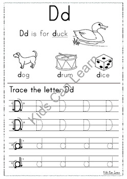 Trace letter Dd by Kids Can Learn English | TPT