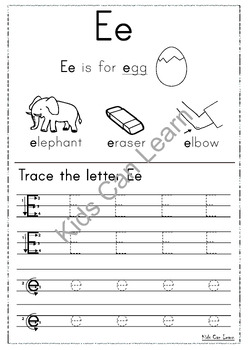 Trace letter Ee by Kids Can Learn English | TPT