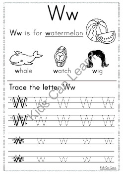 Trace letter Ww by Kids Can Learn English | TPT