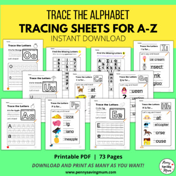 Preview of Trace the Alphabet A-Z Worksheets Pack