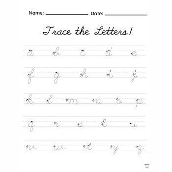 Trace the Alphabet (Cursive Letters) Writing Handouts | TPT