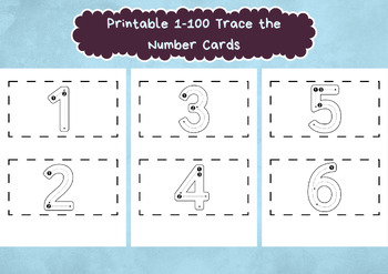 Preview of Trace the Number 1-100 Cards, Writing Worksheet, Back to School Activities